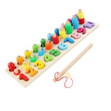 Chinese Checkers 12" Wooden Chessboard with Wooden Fishing Toy for Kids Play