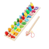 Chinese Checkers 12" Wooden Chessboard with Wooden Fishing Toy for Kids Play