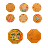 Chinese Checkers 12" Wooden Chessboard with Wooden Fishing Toy for Kids Play