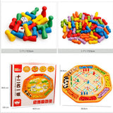 Chinese Checkers 12" Wooden Chessboard with Wooden Fishing Toy for Kids Play