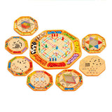 Chinese Checkers 12" Wooden Chessboard with Wooden Fishing Toy for Kids Play