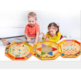 Chinese Checkers 12" Wooden Chessboard with Wooden Fishing Toy for Kids Play