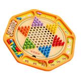 Chinese Checkers 12" Wooden Chessboard with Wooden Fishing Toy for Kids Play