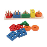 Maxbell Maxbell Color Blocks Stacking Shape Puzzle Wooden Toy Kids Early Educational Game 03