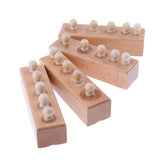 Maxbell Maxbell 4pcs/Set Montessori Wodden Knobbed Cylinder Blocks Toy Natural Wood