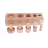 Maxbell Maxbell 4pcs/Set Montessori Wodden Knobbed Cylinder Blocks Toy Natural Wood