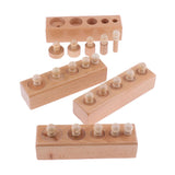 Maxbell Maxbell 4pcs/Set Montessori Wodden Knobbed Cylinder Blocks Toy Natural Wood