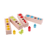 Maxbell Maxbell 4pcs/Set Montessori Wodden Knobbed Cylinder Blocks Toy Colorful