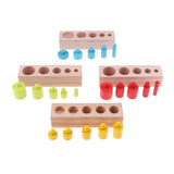 Maxbell Maxbell 4pcs/Set Montessori Wodden Knobbed Cylinder Blocks Toy Colorful