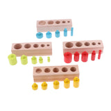 Maxbell Maxbell 4pcs/Set Montessori Wodden Knobbed Cylinder Blocks Toy Colorful