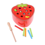 Maxbell Maxbell Wooden Magnet Fruit Bug Catching Game Toy Kids Montessori Toy Strawberry