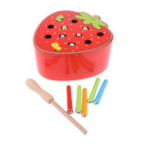 Maxbell Maxbell Wooden Magnet Fruit Bug Catching Game Toy Kids Montessori Toy Strawberry