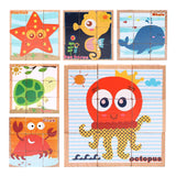 Maxbell Maxbell Wooden Marine life Building Blocks Preschool Cube Block Jigsaw Travel Puzzle