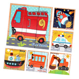 Maxbell Maxbell Wooden Vehicles Building Blocks Preschool Cube Block Jigsaw Travel Puzzle