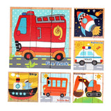 Maxbell Maxbell Wooden Vehicles Building Blocks Preschool Cube Block Jigsaw Travel Puzzle