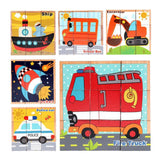 Maxbell Maxbell Wooden Vehicles Building Blocks Preschool Cube Block Jigsaw Travel Puzzle