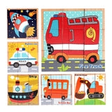 Maxbell Maxbell Wooden Vehicles Building Blocks Preschool Cube Block Jigsaw Travel Puzzle
