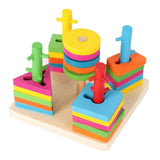 Maxbell Maxbell Kids Shape Sort Stacker Building Blocks Toys Wooden Geometric Montessori Toy