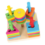 Maxbell Maxbell Kids Shape Sort Stacker Building Blocks Toys Wooden Geometric Montessori Toy