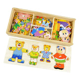 Maxbell Maxbell Wooden Jigsaw Puzzle Kids Educational Toys Bear Family Dress Up Game Toy Set