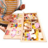 Maxbell Maxbell Wooden Jigsaw Puzzle Kids Educational Toys Bear Family Dress Up Game Toy Set