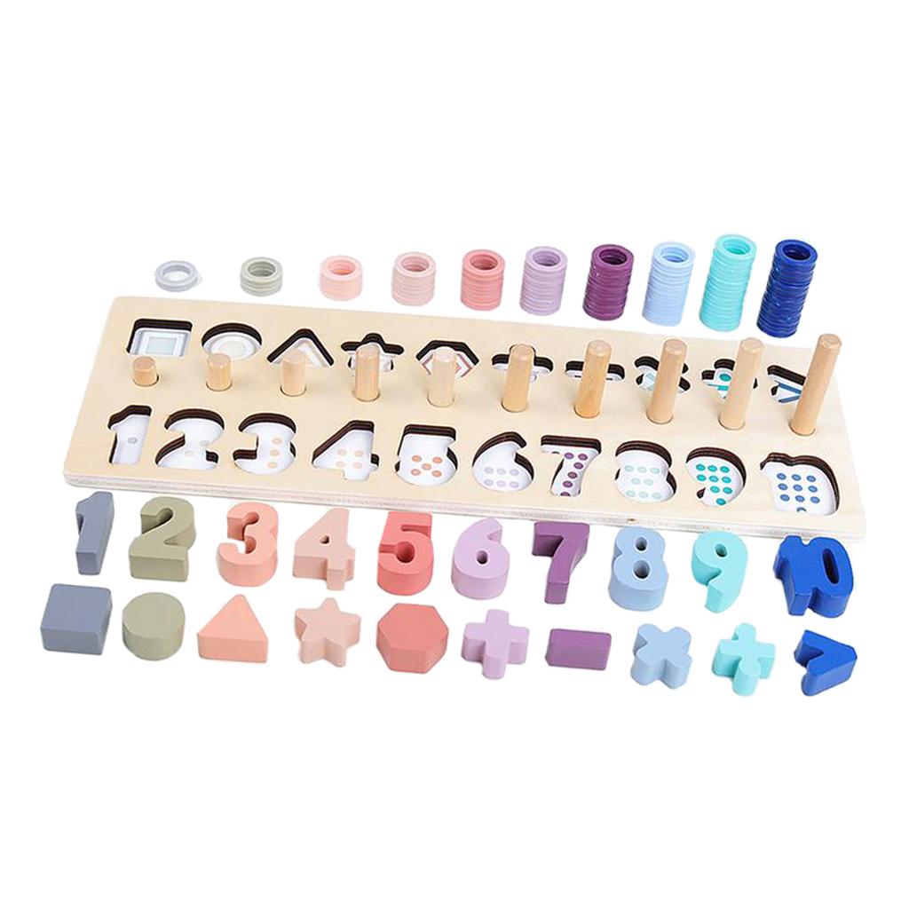 Maxbell Maxbell Kids Educational Toys Color Shape Number Counting Stacker Montessori Board