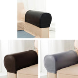 Maxbell 2 Pairs Non-slip PU Leather Stretch Furniture Sofa Armrest Covers Black