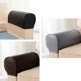 Maxbell 2 Pairs Non-slip PU Leather Stretch Furniture Sofa Armrest Covers Black