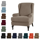 Maxbell 2 Set Stretch Wing Chair Cover Wingback Sofa Slipcover Sand Deep Grey