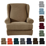 Maxbell 2 Set Stretch Wing Chair Cover Wingback Sofa Slipcover Sand Deep Grey
