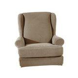 Maxbell 2 Set Stretch Wing Back Arm Chair Cover Wingback Sofa Slipcover Sand Coffee