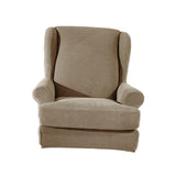 Maxbell 2 Set Stretch Wing Back Arm Chair Cover Wingback Sofa Slipcover Sand Grey