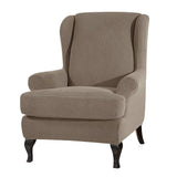 Maxbell 2 Set Stretch Wing Chair Cover Wingback Sofa Slipcover Sand Deep Grey