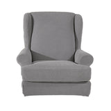 Maxbell 2 Set Stretch Wing Back Arm Chair Cover Wingback Sofa Slipcover Sand Grey