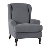 Maxbell 2 Set Stretch Wing Back Arm Chair Cover Wingback Sofa Slipcover Sand Grey
