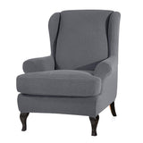 Maxbell 2 Set Stretch Wing Back Arm Chair Cover Wingback Sofa Slipcover Sand Grey