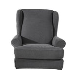 Maxbell 2 Set Stretch Wing Chair Cover Wingback Sofa Slipcover Sand Deep Grey