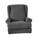Maxbell 2 Set Stretch Wing Chair Cover Wingback Sofa Slipcover Sand Deep Grey