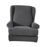 Maxbell 2 Set Stretch Wing Chair Cover Wingback Sofa Slipcover Sand Deep Grey