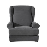 Maxbell 2 Set Stretch Wing Chair Cover Wingback Sofa Slipcover Sand Deep Grey