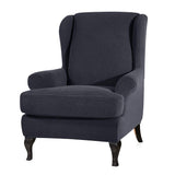Maxbell 2 Set Stretch Wing Chair Cover Wingback Sofa Slipcover Sand Deep Grey