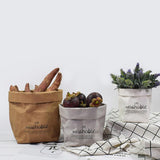 Maxbell 2pcs Washable Kraft Paper Storage Bag for Food, Toys, Flowers White /Brown