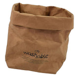 Maxbell 2pcs Washable Kraft Paper Storage Bag for Food, Toys, Flowers White /Brown