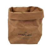 Maxbell 2pcs Washable Kraft Paper Storage Bag for Food, Toys, Flowers White /Brown