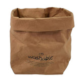 Maxbell 2pcs Washable Kraft Paper Storage Bag for Food, Toys, Flowers White /Brown