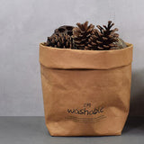 Maxbell 2pcs Washable Kraft Paper Storage Bag for Food, Toys, Flowers White /Brown