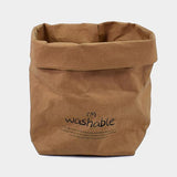 Maxbell 2pcs Washable Kraft Paper Storage Bag for Food, Toys, Flowers White /Brown