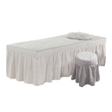 Maxbell Beauty Massage Bedding Kit Table Skirt Pillow Case Stool Cover Light Grey