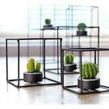 Maxbell Nordic 3D Geometric Iron Candlestick Table Patio Decor Size 4_9.5x9.5x20.5cm