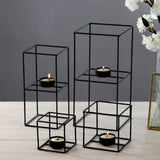 Maxbell Nordic 3D Geometric Iron Candlestick Table Patio Decor Size 4_9.5x9.5x20.5cm